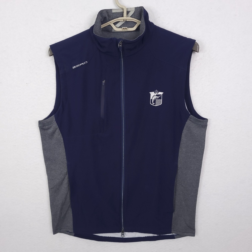 Zero Restriction Vest Mens M Navy Blue Full Zip Golf Marlin Crest Performance